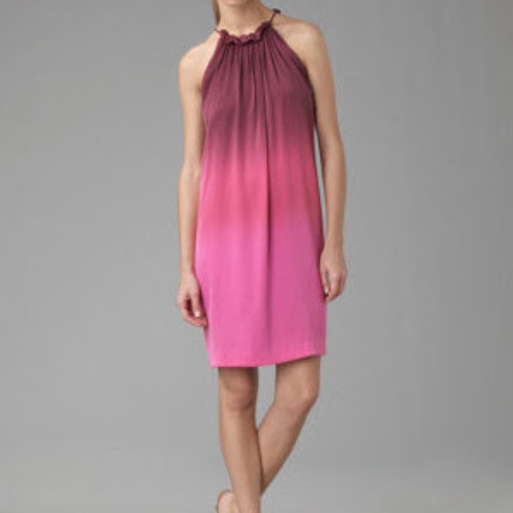 NWOT $325 Vince Shirred Shift Dress Halter Slip Ombre Pink Silk Mini S